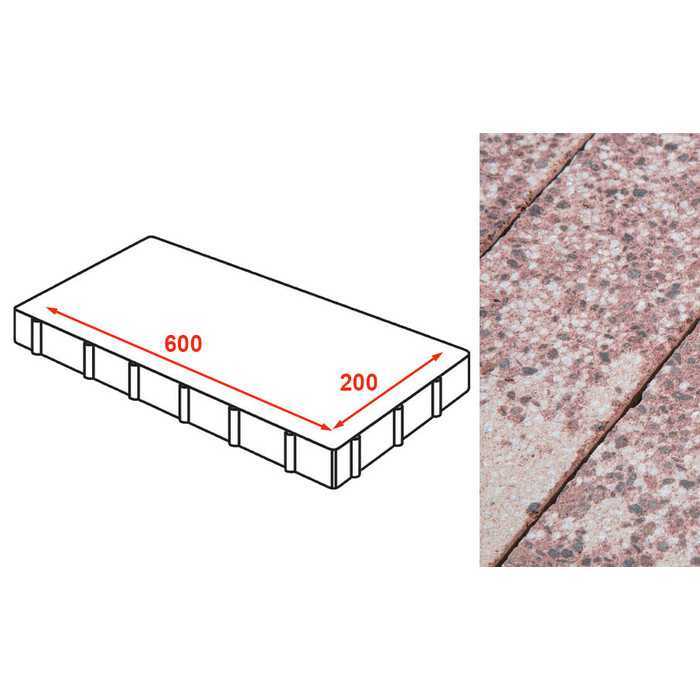Плита тротуарная Готика Granite FINERRO, Сансет 600x200x80 мм
